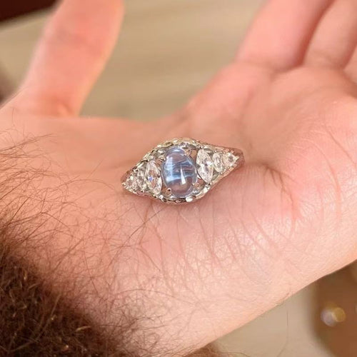 Blue Sapphire Eye Ring