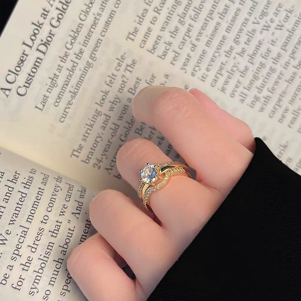 Vintage Zircon Wrap adjustable ring with refined sparkling details