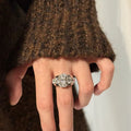 Vintage Halo adjustable statement ring with large round stone