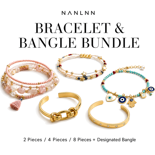 Nanlnn bracelet and bangle bundle set
Assorted bracelet and bangle jewelry bundle
Nanlnn 2 4 8 piece bracelet bangle set with bonus bangle